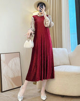 Elegant Pleated Ruffle Sleeve Dress